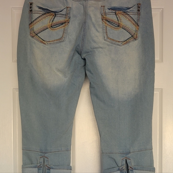 Red Rivet Cuff Jeans - Picture 2 of 6